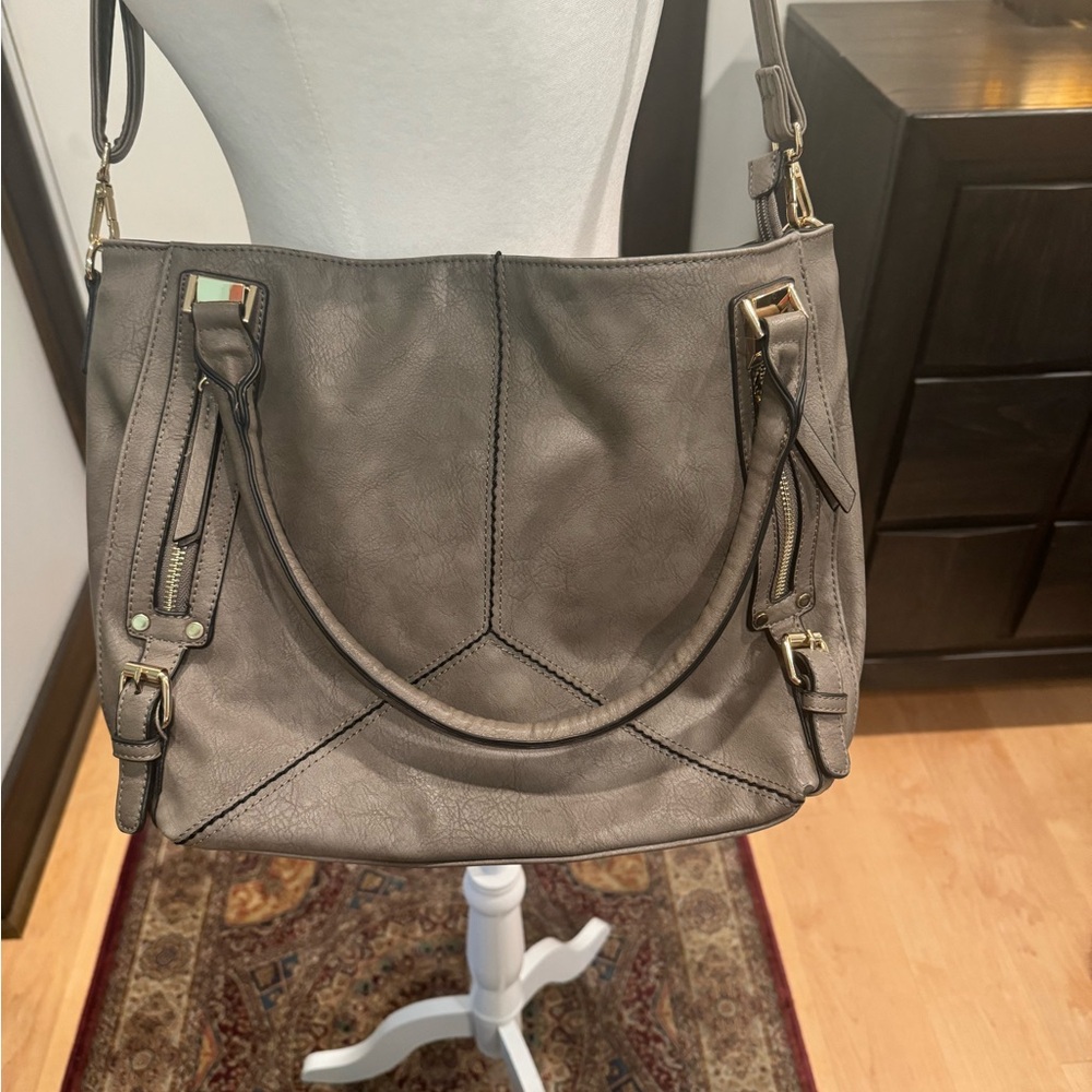 Gray Crossbody/Shoulder Bag with Wrist Wallet